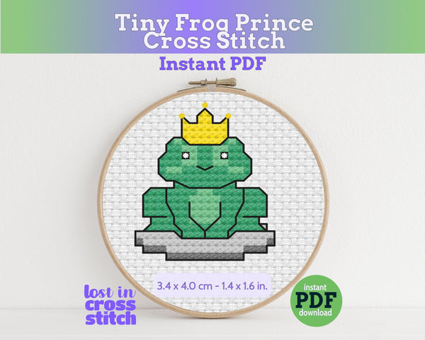 Tiny Little Frog Prince Cross Stitch Pattern PDF