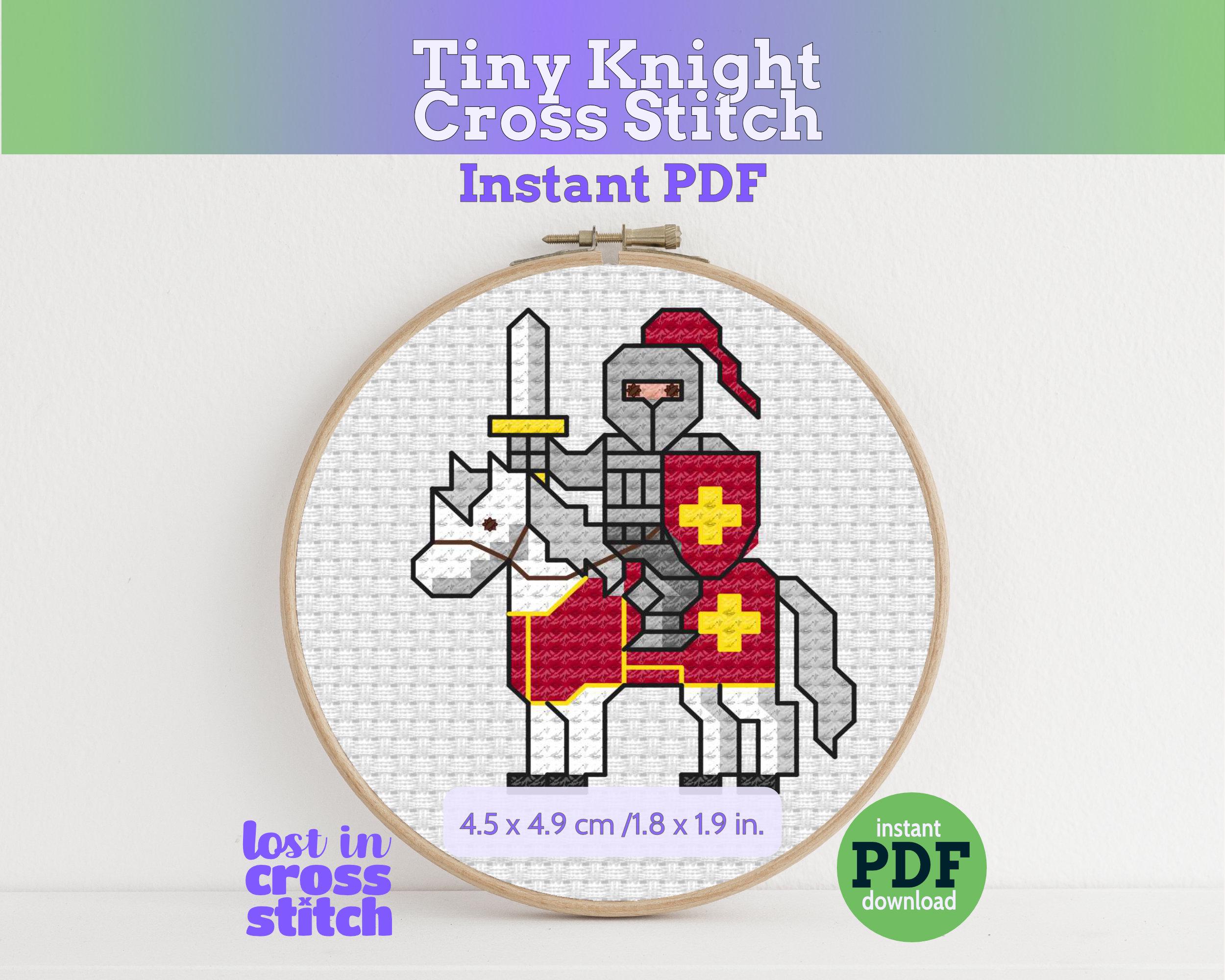 Tiny Little Knight Cross Stitch Pattern PDF Main image