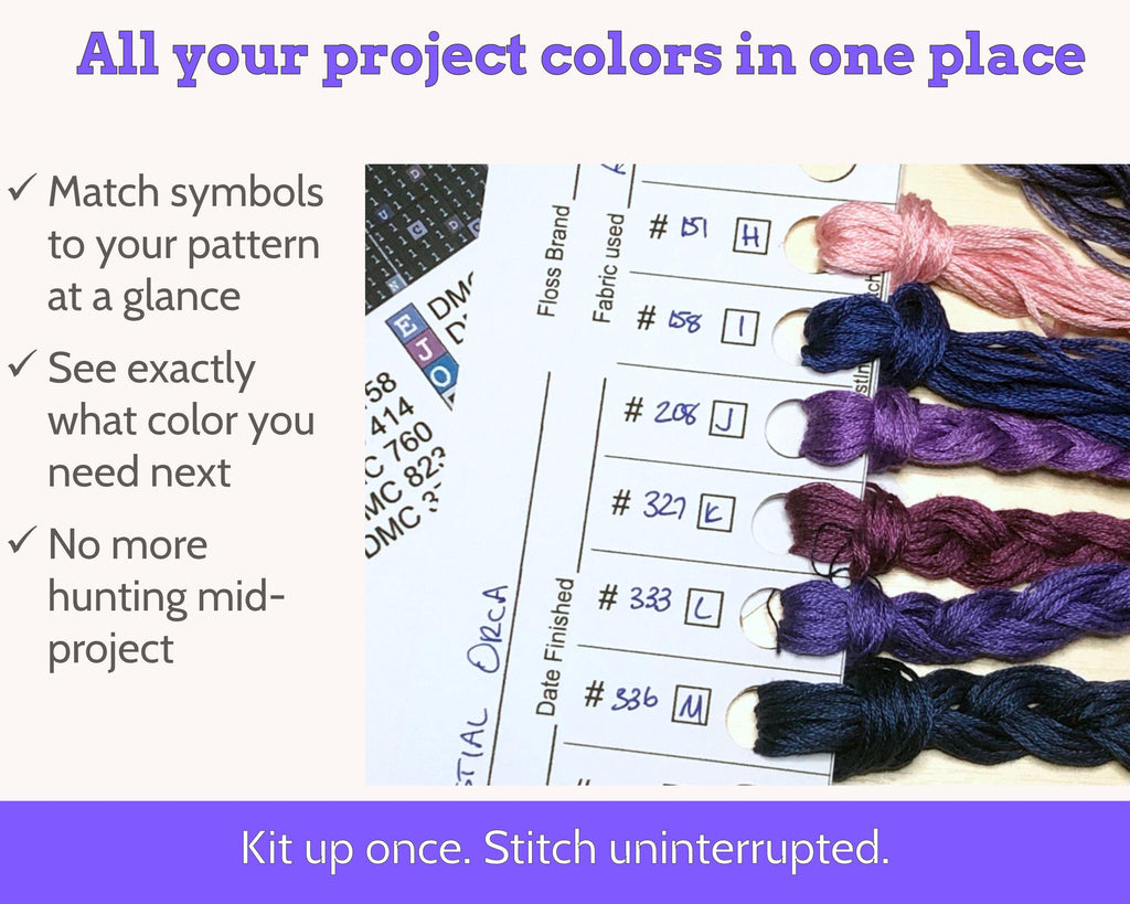 Cross Stitch Project Floss Organisation Cards PDF, Large (3 per page)