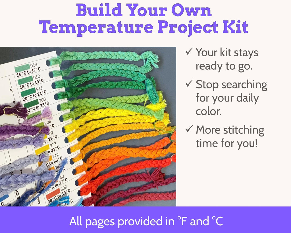 Cross Stitch Temperature Project DMC Floss Organizer Cards Printable PDF