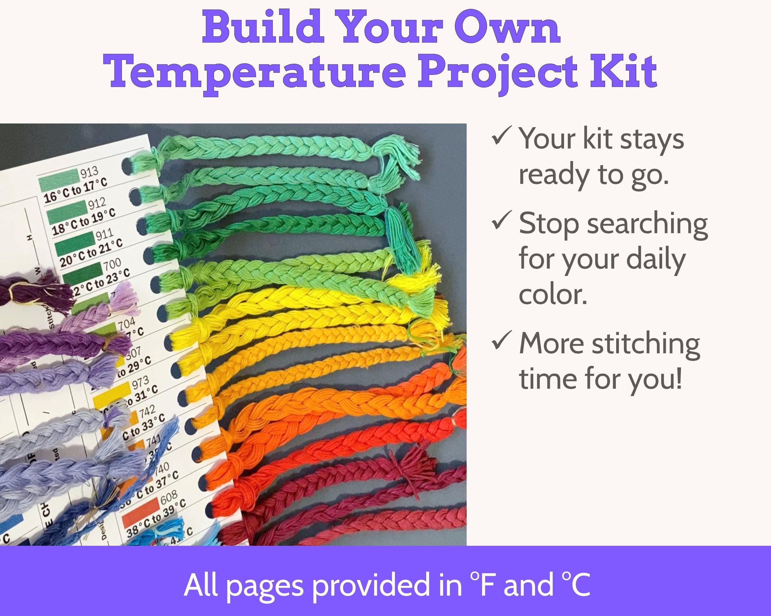 Cross Stitch Temperature Project DMC Floss Organizer Cards Printable PDF