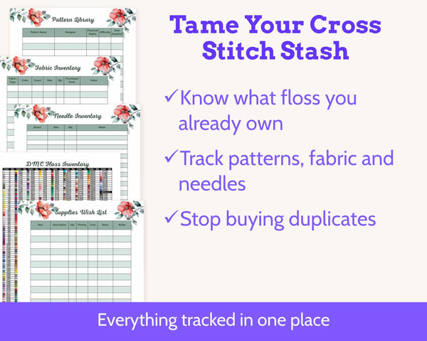 Floral Cross Stitch Planner Printable PDF