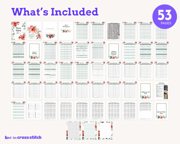 Floral Cross Stitch Planner Printable PDF