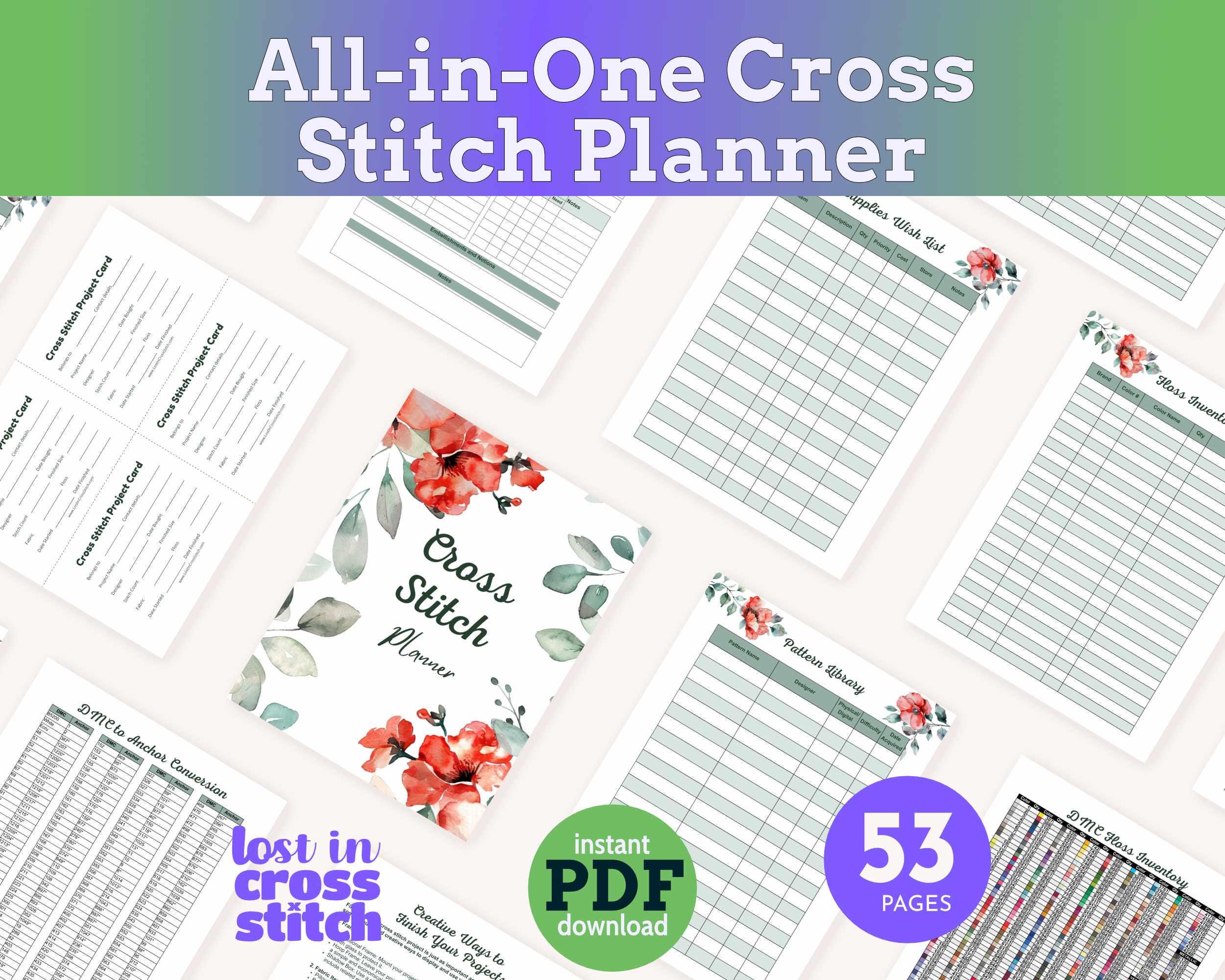 Floral Cross Stitch Planner Printable PDF Main image