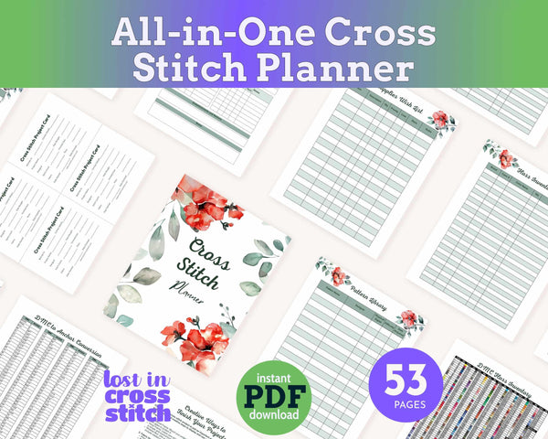Floral Cross Stitch Planner Printable PDF