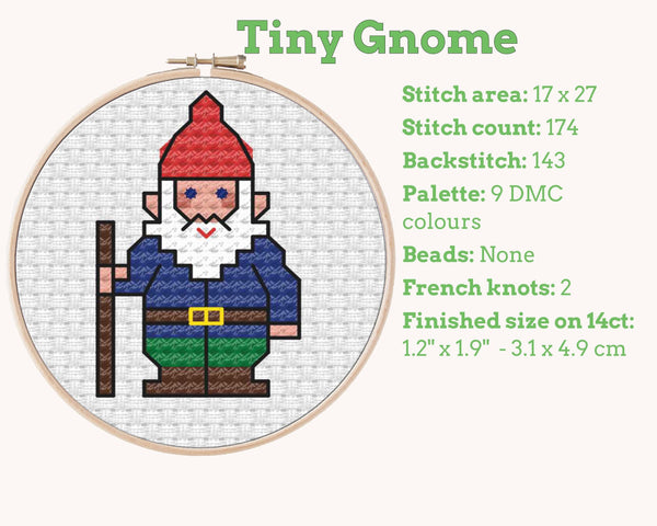 Tiny Little Gnome Cross Stitch Pattern PDF