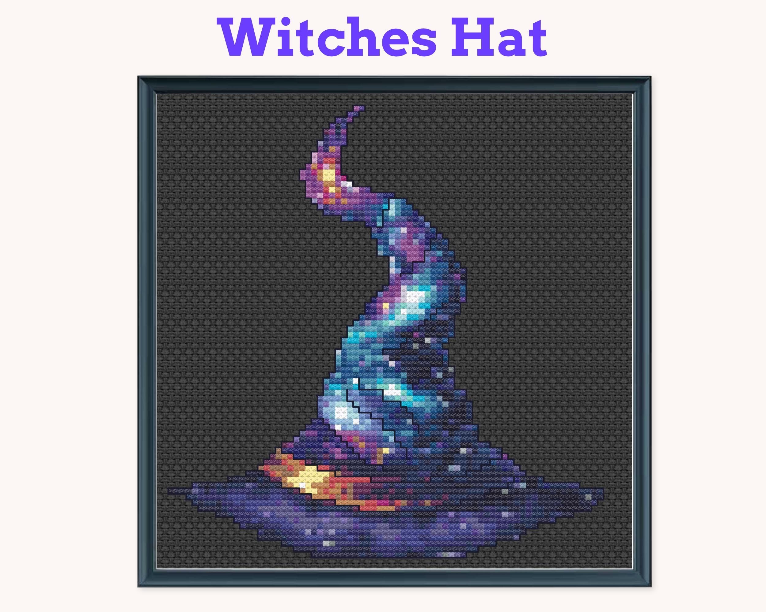 Celestial Witch's Hat Cross Stitch Pattern PDF