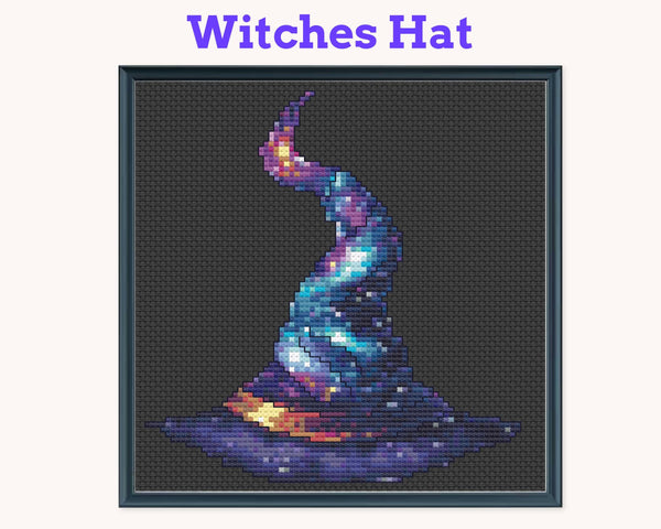 Celestial Witch's Hat Cross Stitch Pattern PDF