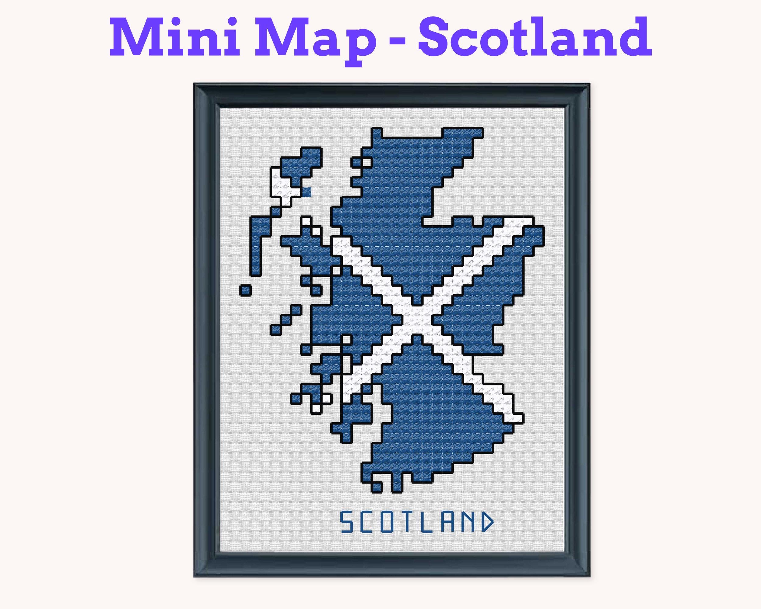 Scotland Cross Stitch Pattern, Mini Flag Map, Instant PDF Download