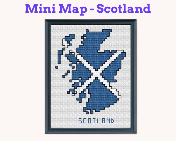 Scotland Cross Stitch Pattern, Mini Flag Map, Instant PDF Download