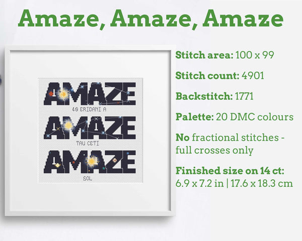 Amaze Amaze Amaze Cross Stitch Pattern