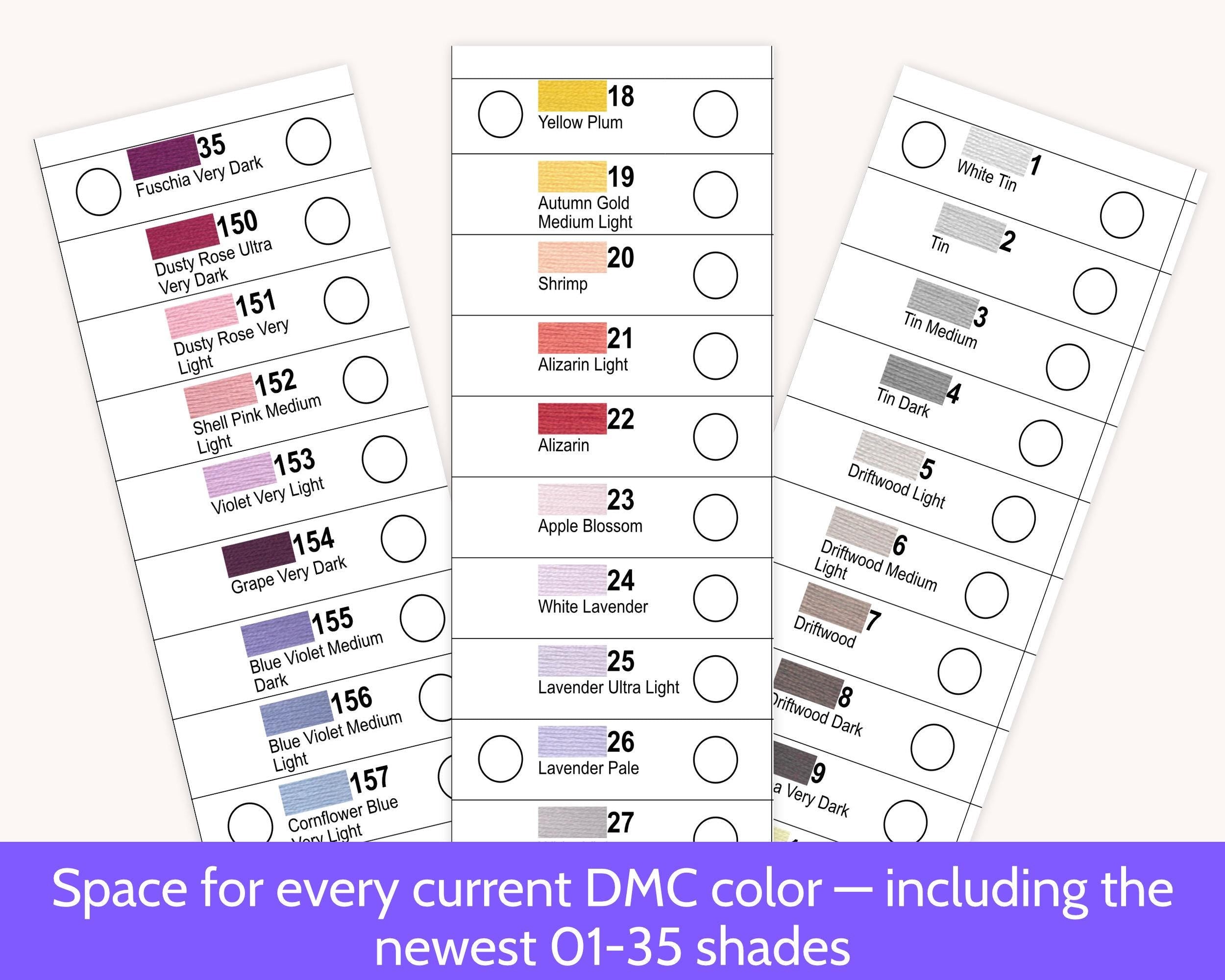 Cross Stitch DMC Floss Storage and Organisation System PDF (36 Cards)