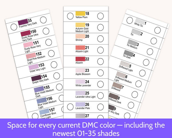 Cross Stitch DMC Floss Storage and Organisation System PDF (36 Cards)