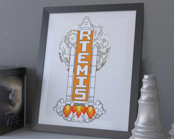 Artemis II Rocket Cross Stitch Pattern PDF
