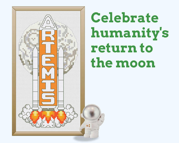 Artemis II Rocket Cross Stitch Pattern PDF