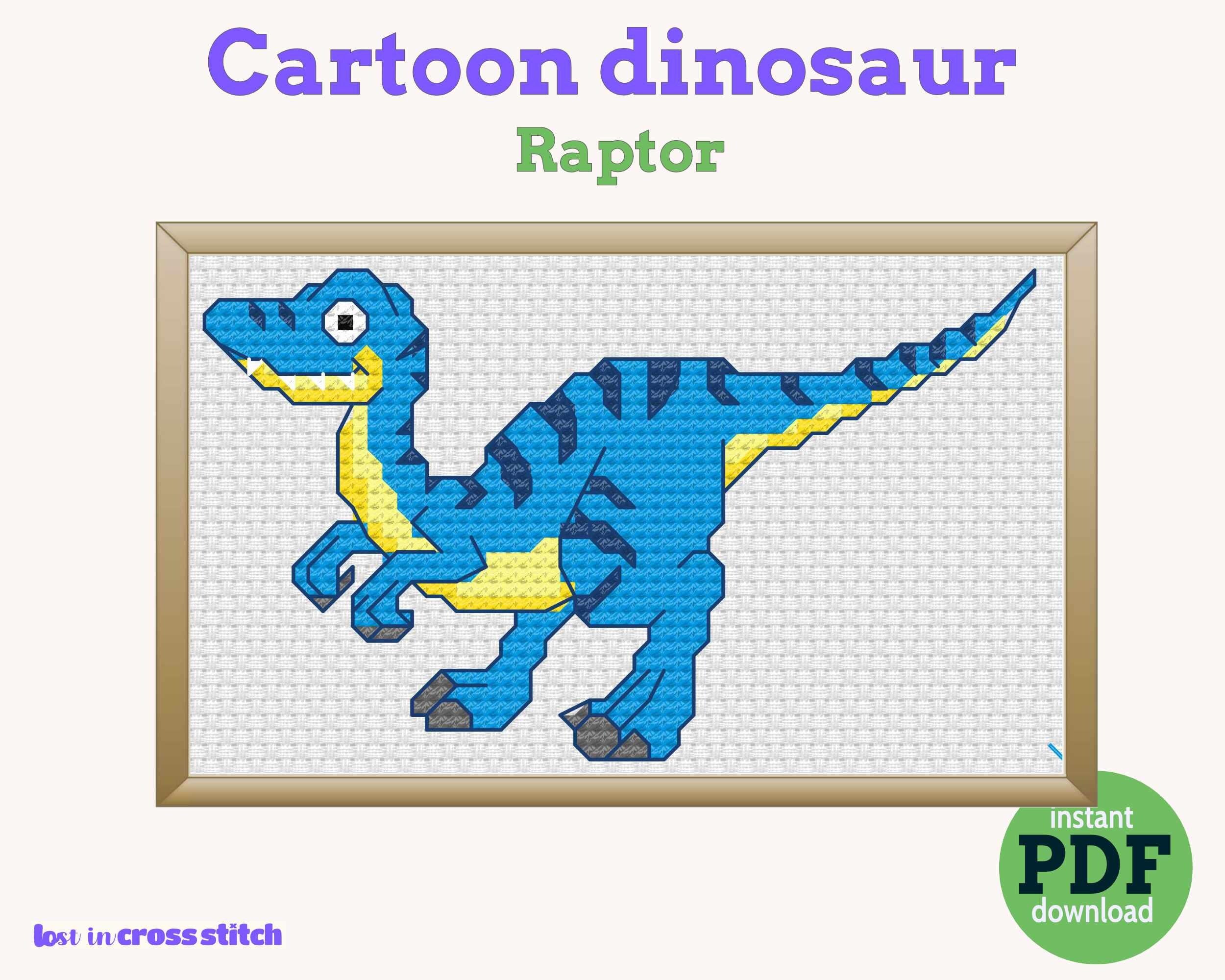 Raptor Dinosaur Cross Stitch Pattern Secondary image