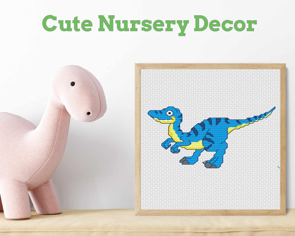 Raptor Dinosaur Cross Stitch Pattern