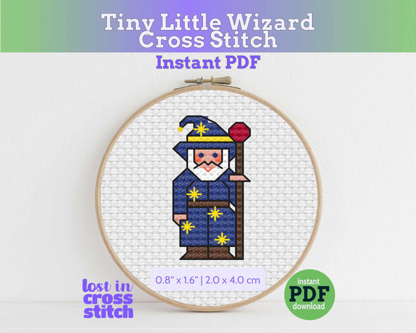 Tiny Little Wizard Cross Stitch Pattern PDF