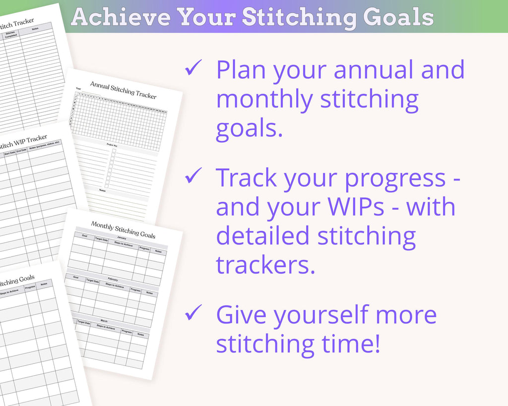 Minimalist Cross Stitch Planner & Tracker PDF