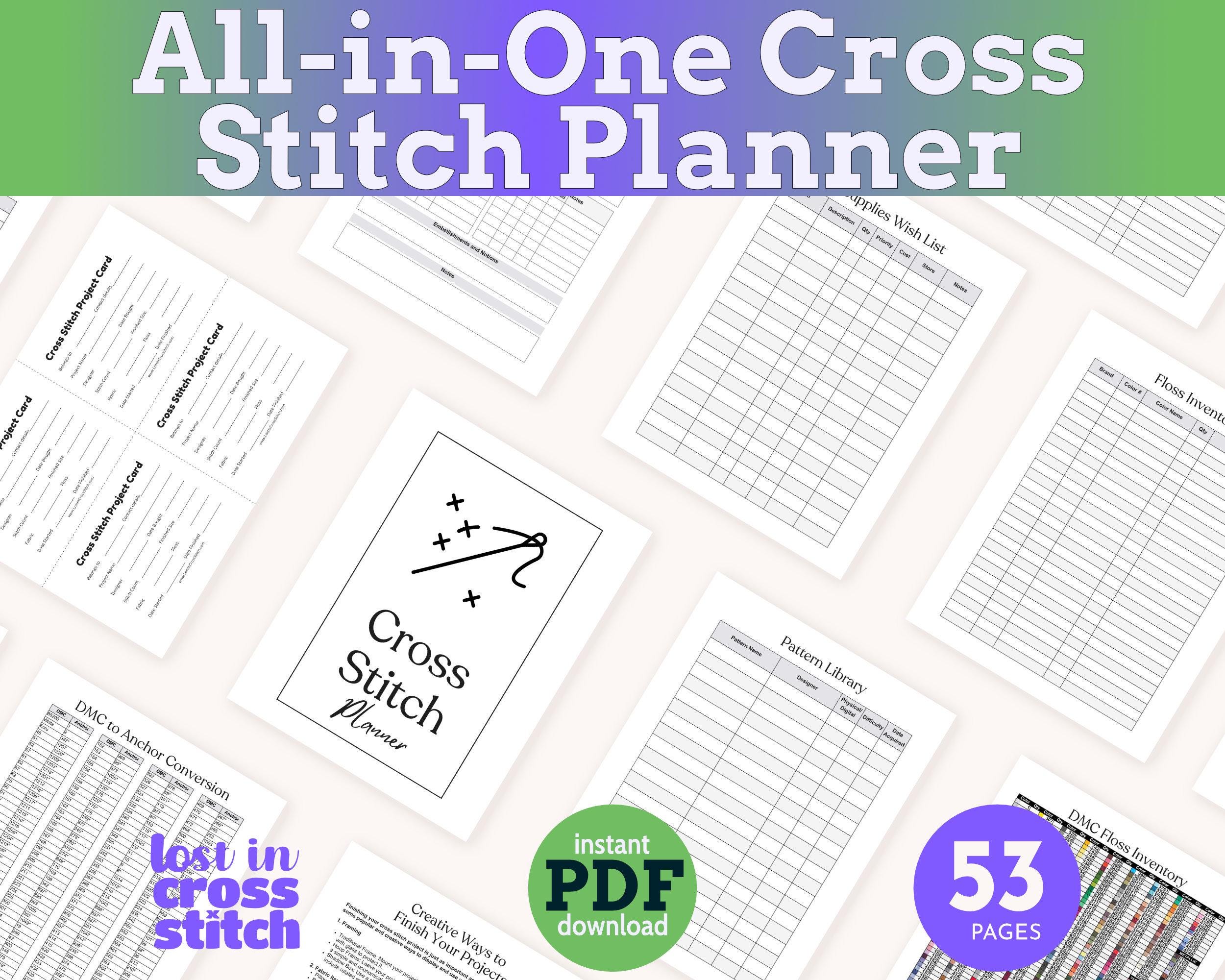 Minimalist Cross Stitch Planner & Tracker PDF Main image