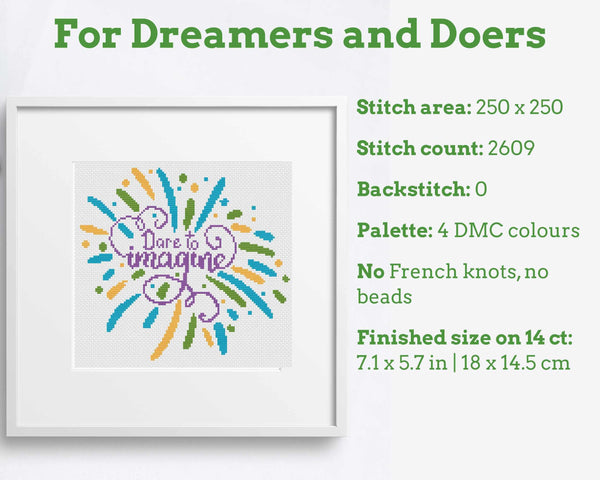 Dare to Imagine Cross Stitch Pattern PDF