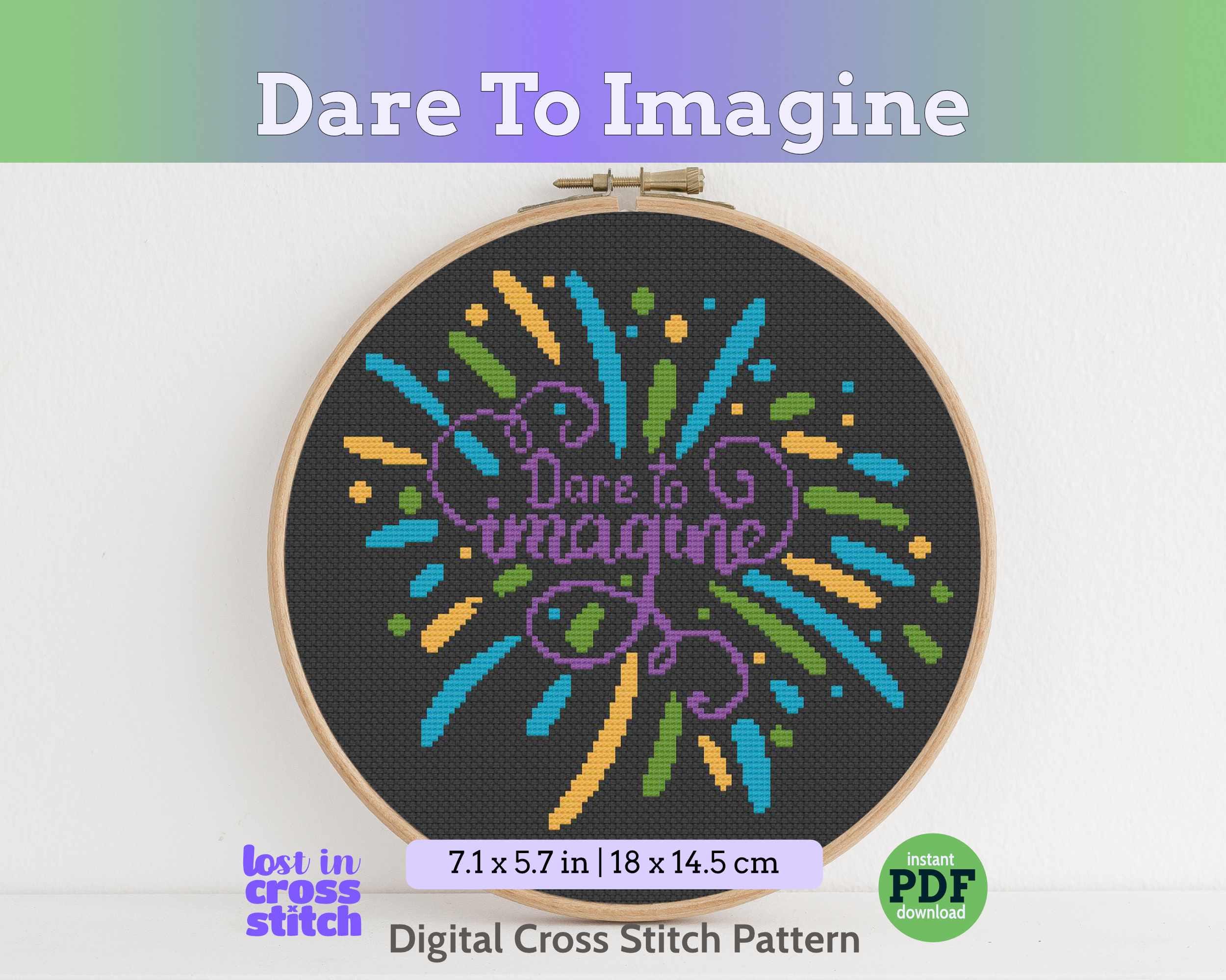 Dare to Imagine Cross Stitch Pattern PDF Main image