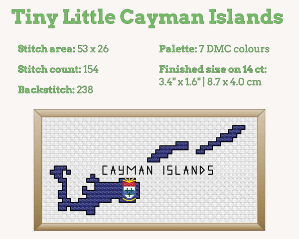 Cayman Islands Cross Stitch Pattern: Mini Flag Map