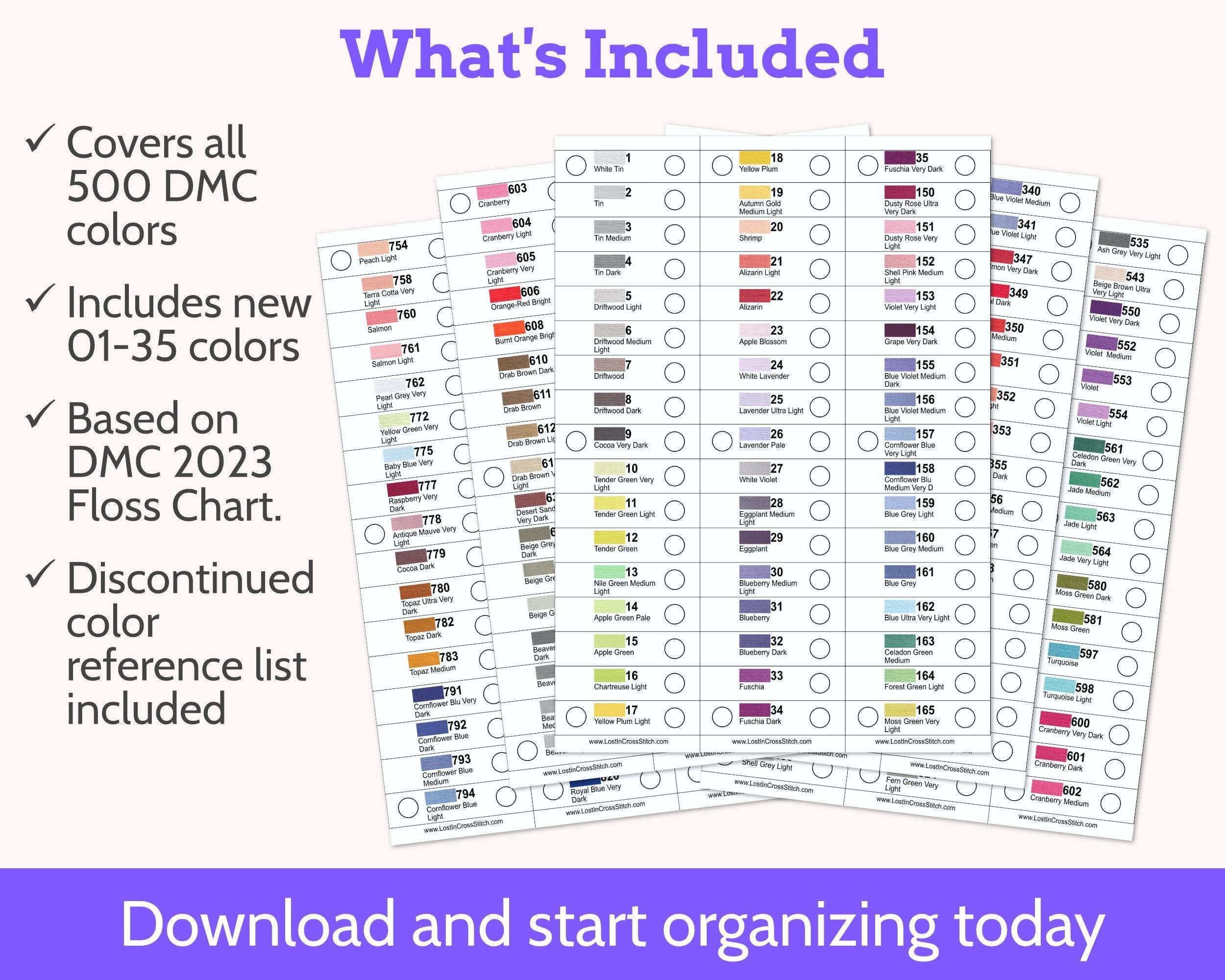 Cross Stitch DMC Floss Storage and Organisation System PDF (36 Cards)