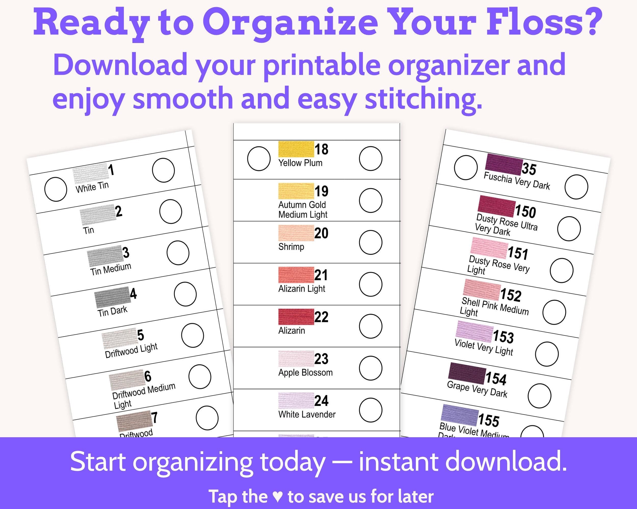 Cross Stitch DMC Floss Storage and Organisation System PDF (36 Cards)