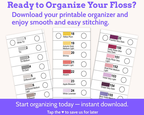 Cross Stitch DMC Floss Storage and Organisation System PDF (36 Cards)