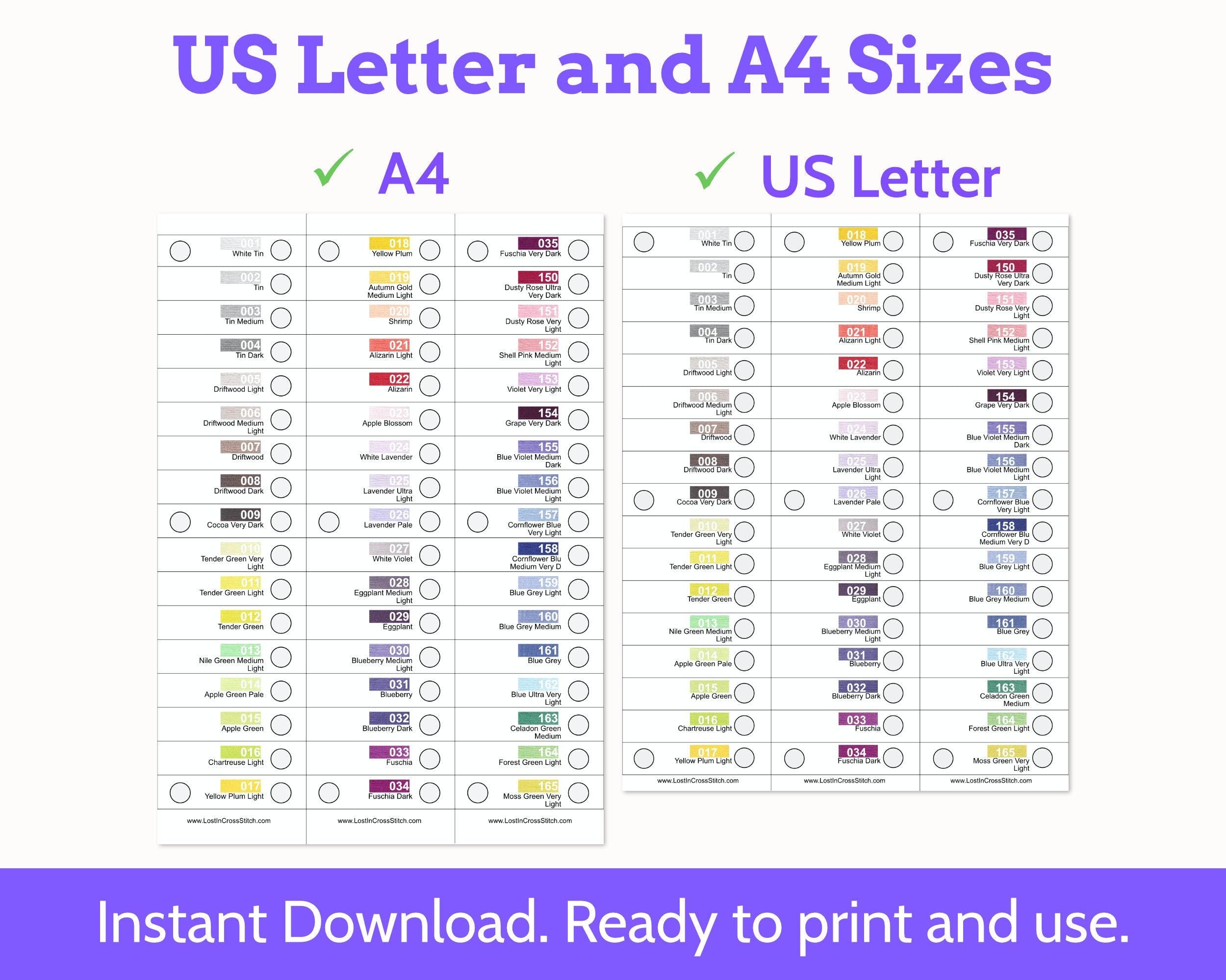 Cross Stitch DMC Floss Storage and Organisation System PDF (36 Cards)