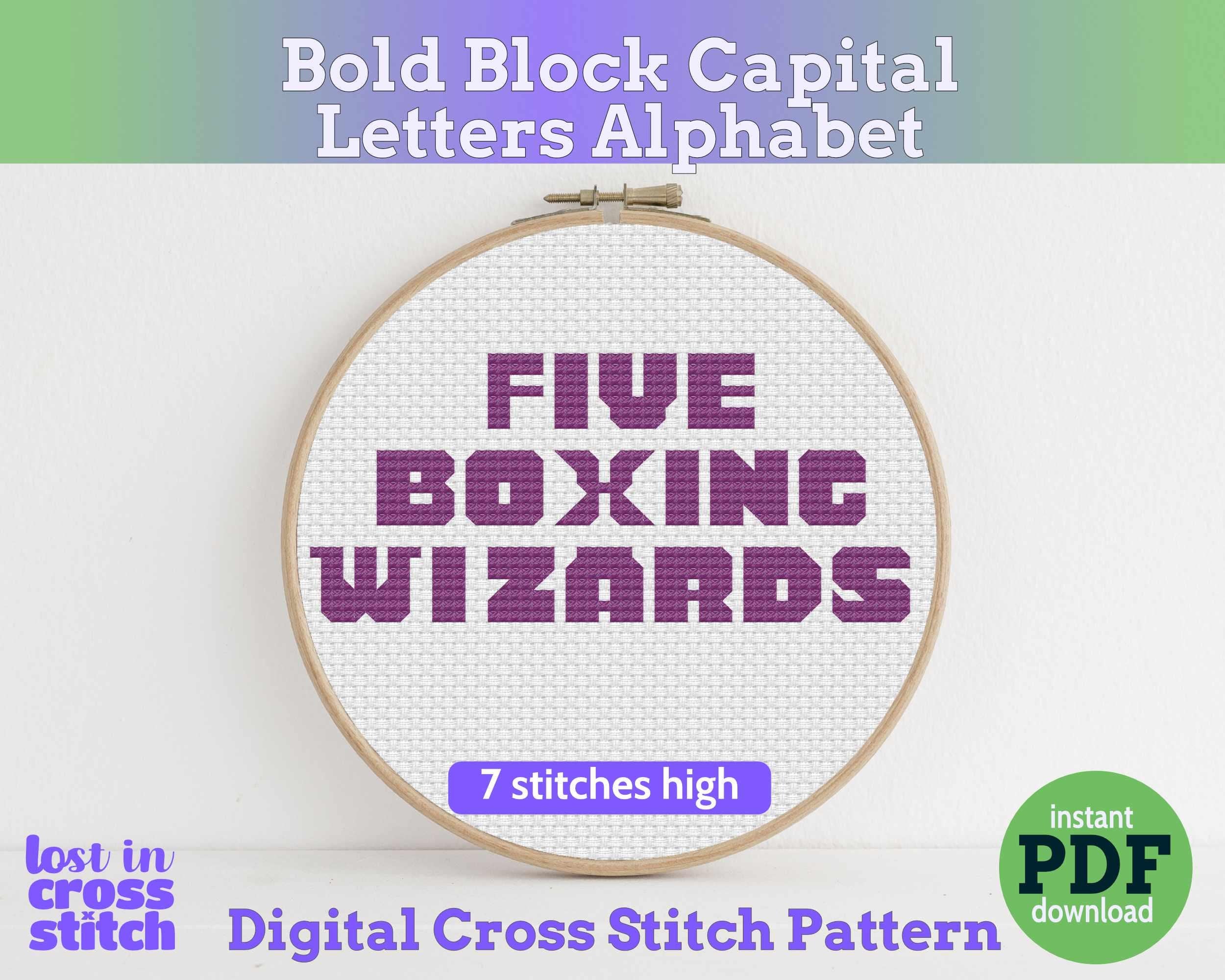 Bold Capital Cross Stitch Alphabet Pattern PDF Main image