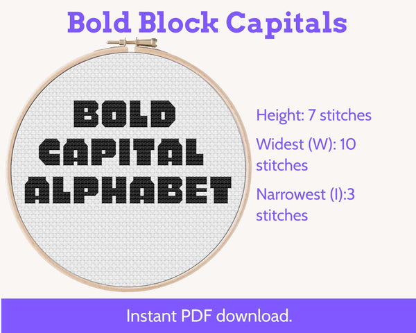 Bold Capital Cross Stitch Alphabet Pattern PDF