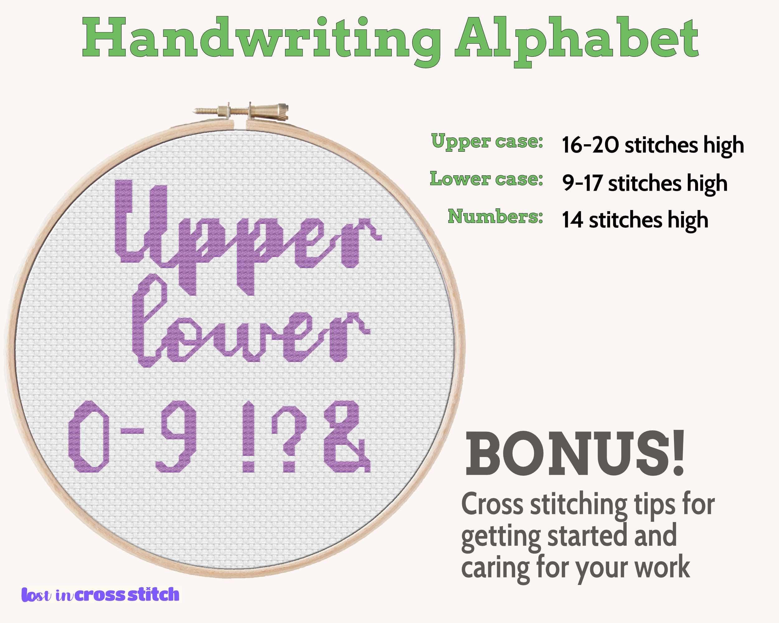 Handwriting Cross Stitch Alphabet Pattern PDF Secondary image