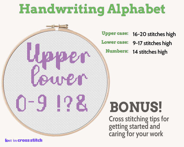 Handwriting Cross Stitch Alphabet Pattern PDF