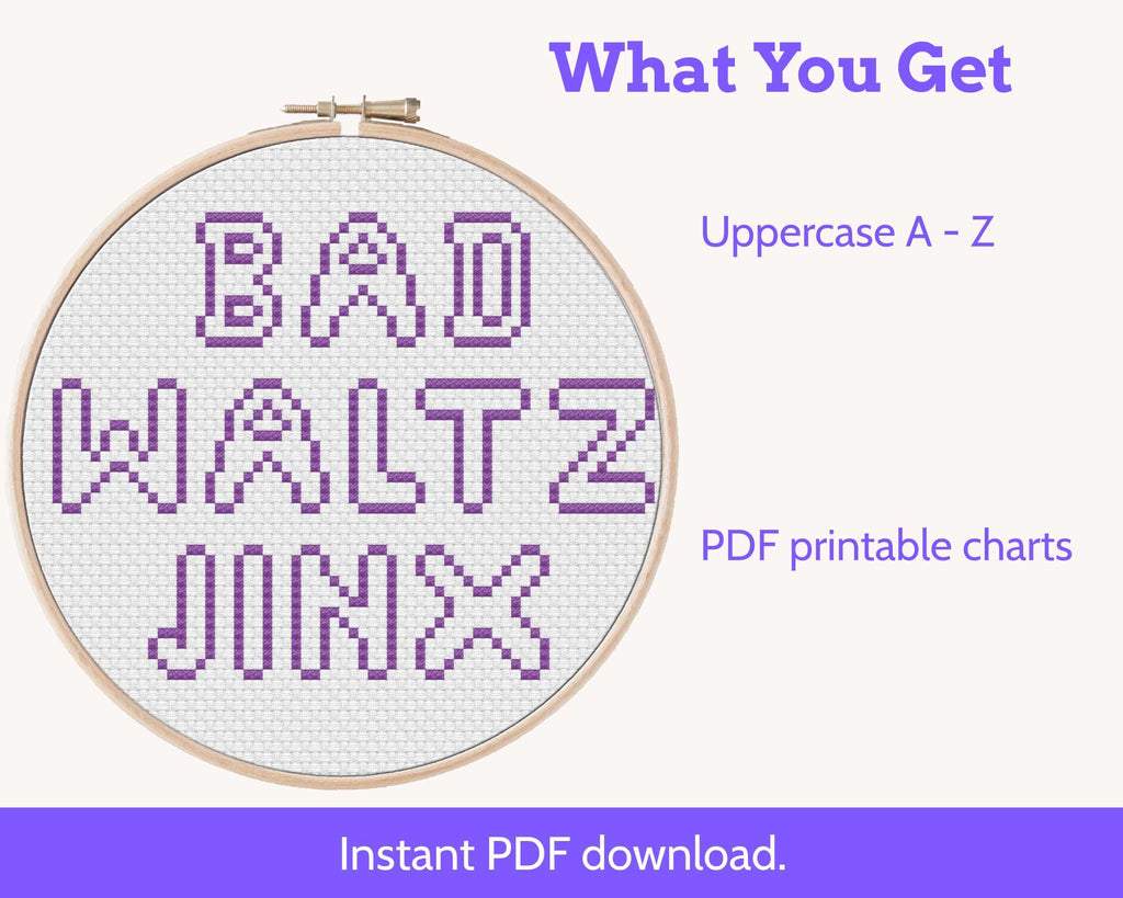 Hollow Capital Cross Stitch Alphabet Pattern PDF