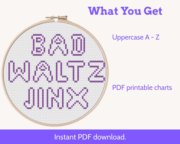 Hollow Capital Cross Stitch Alphabet Pattern PDF