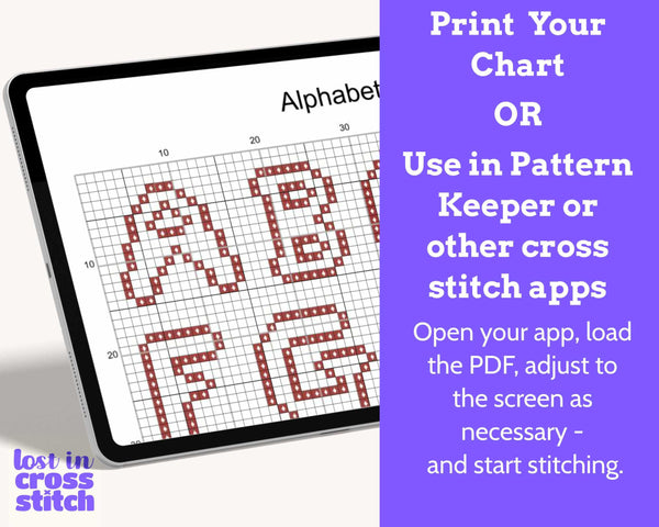 Hollow Capital Cross Stitch Alphabet Pattern PDF