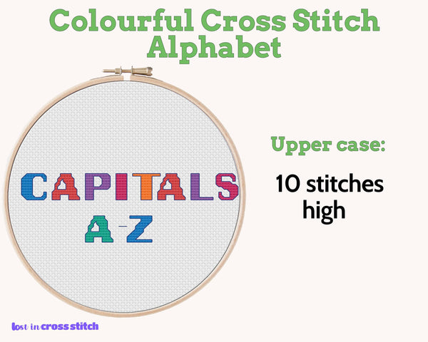 Colourful Cross Stitch Alphabet Pattern PDF