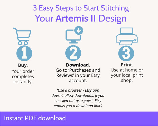 Artemis II Rocket Cross Stitch Pattern PDF