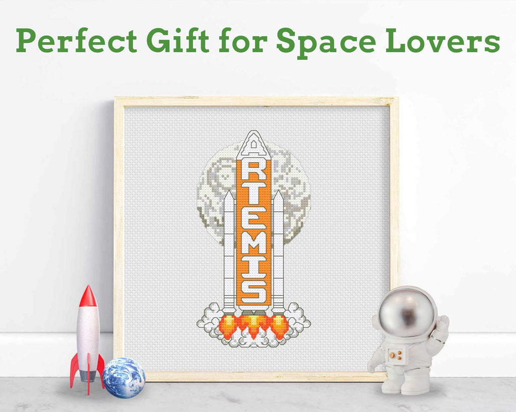 Artemis II Rocket Cross Stitch Pattern PDF