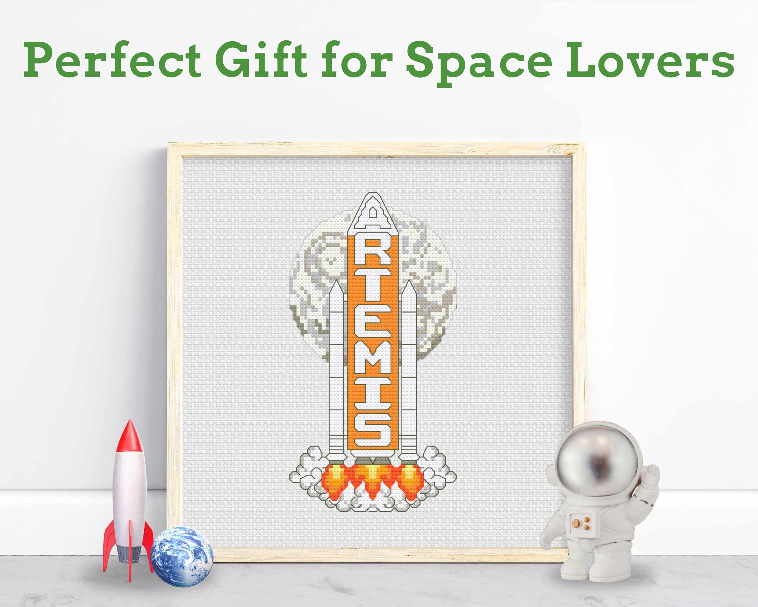 Artemis II Rocket Cross Stitch Pattern PDF
