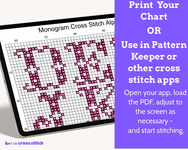 Monogram Cross Stitch Alphabet Pattern PDF