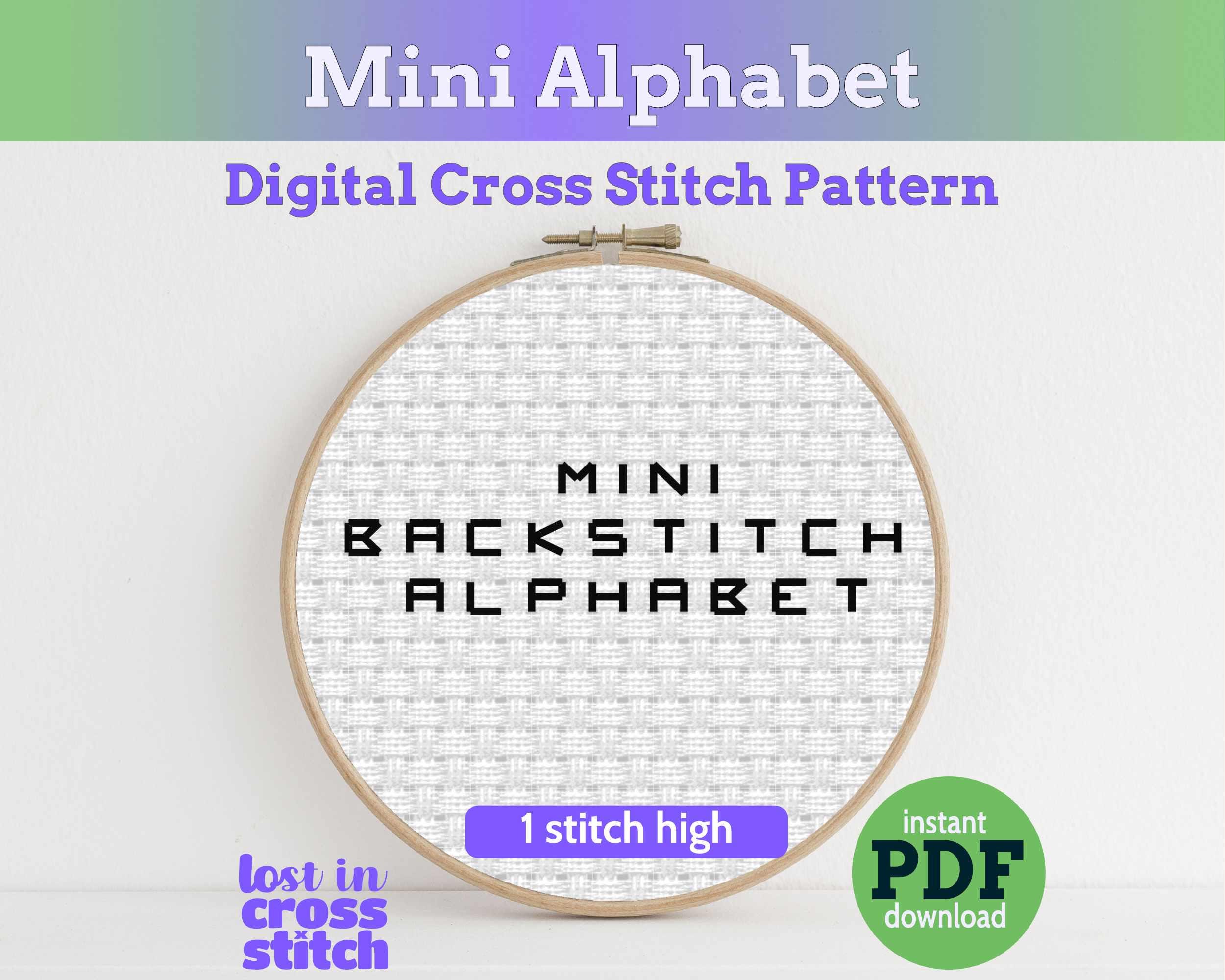 Mini Backstitch Alphabet Cross Stitch Pattern Main image