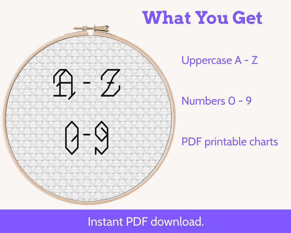 Gothic Backstitch Alphabet Cross Stitch Pattern PDF