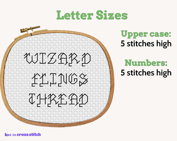 Gothic Backstitch Alphabet Cross Stitch Pattern PDF