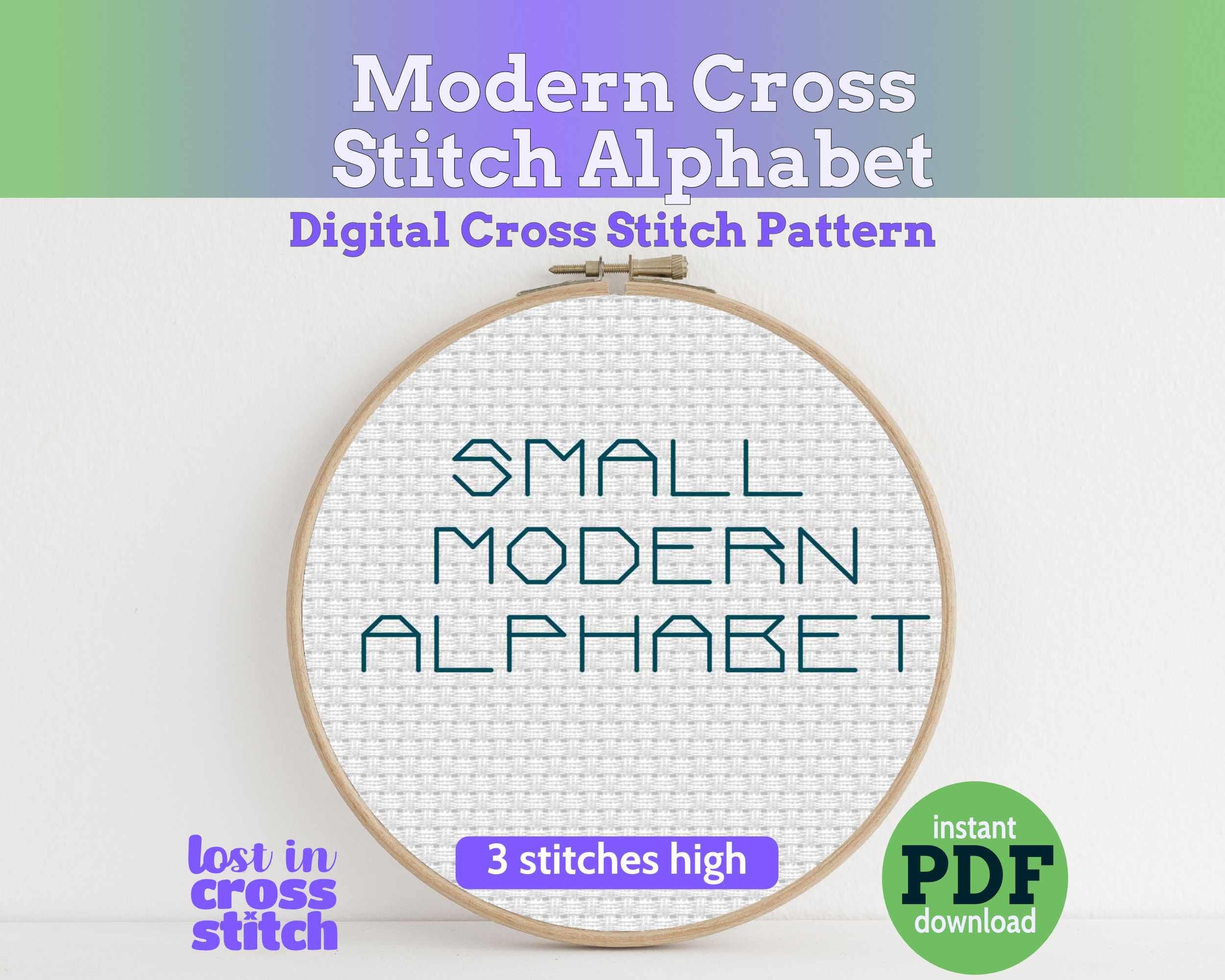 Modern Backstitch Alphabet Cross Stitch Pattern PDF Main image