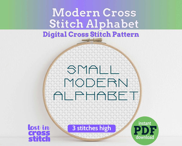 Modern Backstitch Alphabet Cross Stitch Pattern PDF