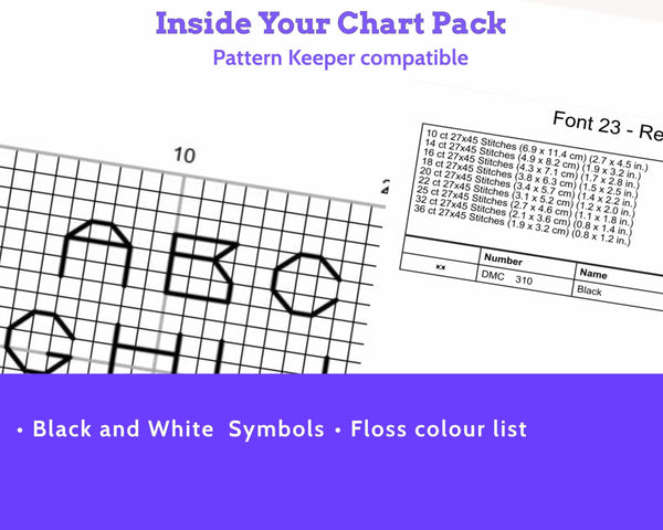 Modern Backstitch Alphabet Cross Stitch Pattern PDF