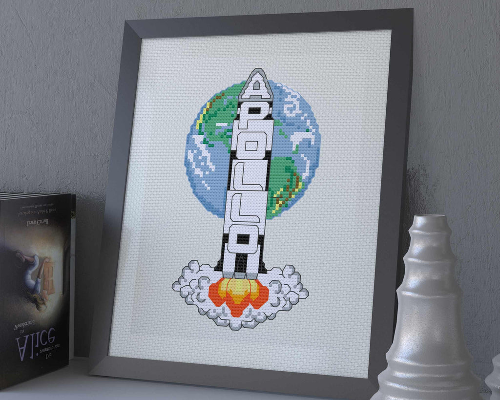 Apollo Saturn V Rocket Cross Stitch Pattern PDF